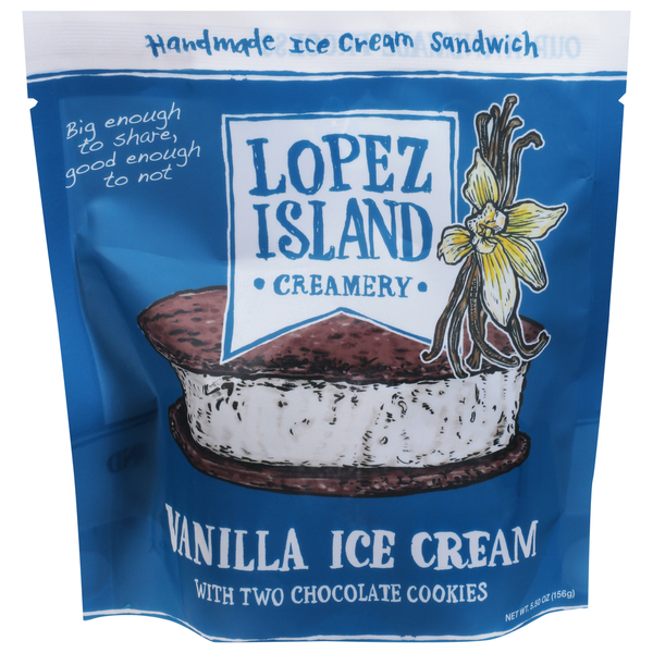 Ice Cream & Ice Lopez Island Creamery Ice Cream Sandwich, Vanilla, Handmade hero