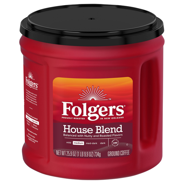 Coffee Grounds and Whole Beans Folgers Coffee, Ground, Medium, House Blend hero