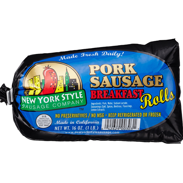 Hot Dogs, Bacon & Sausage New York Sausage Co Pork Sausage Breakfast Roll hero