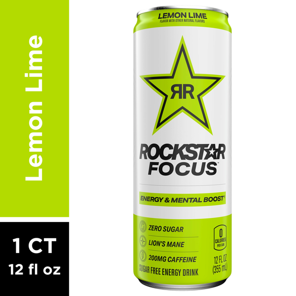 Rockstar Focus Sugar Free Energy Drink Lemon Lime hero