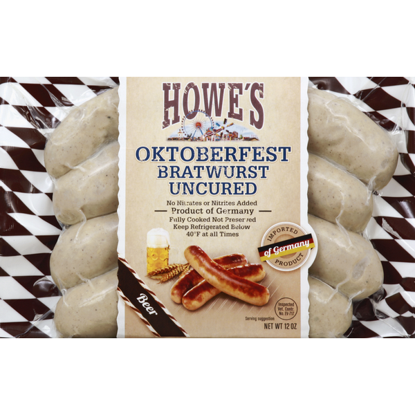 Deli Meat & Cheese Howes Bratwurst, Octoberfest, Beer, Uncured hero