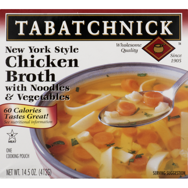 Kosher Foods Tabatchnick New York Style Chicken Broth w/Noodles & Veg (Frozen) hero