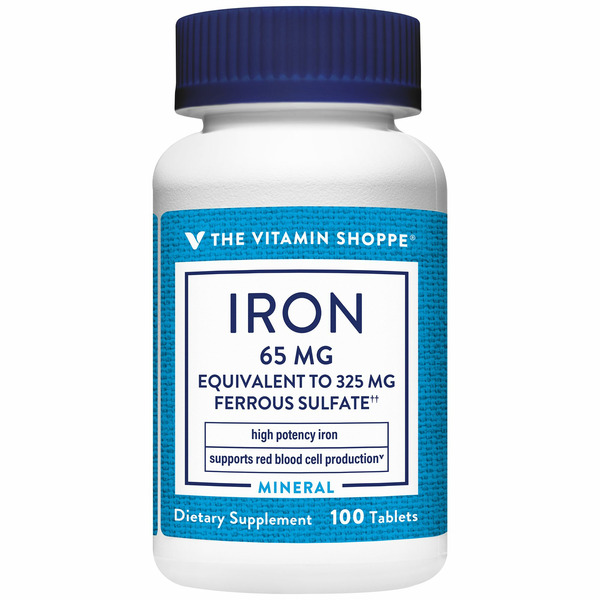 Other Vitamins The Vitamin Shoppe 65 MG Ferrous Sulfate Iron Tablets hero