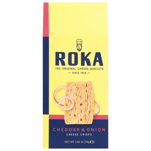 Crackers ROKA Cheese Crisps, Cheddar & Onion hero