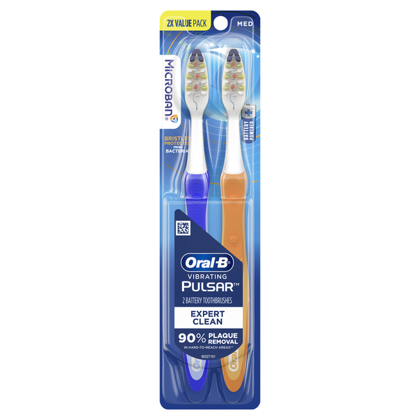 Oral Hygiene Oral-B Vibrating Pulsar Battery Toothbrush w/Microban, Plaque Remover for Teeth, Medium hero