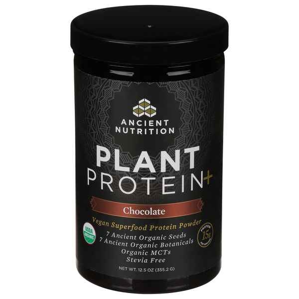 Dietary Supplements Ancient Nutrition Plant Protein+, Chocolate hero