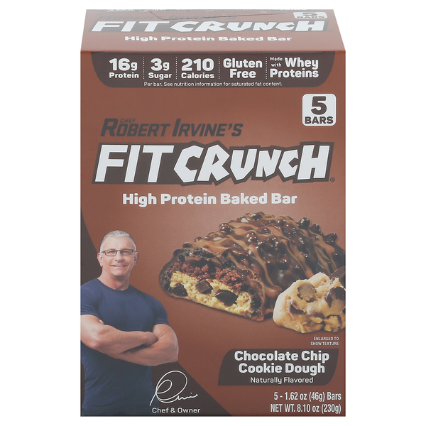 FitCrunch Protein Bars, Chocolate Chip Cookie Dough, Baked hero