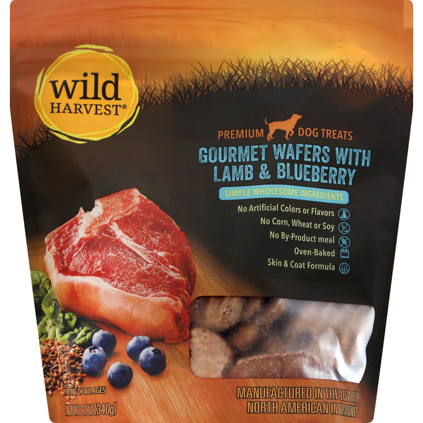 Dog Food & Care Wild Harvest Dog Treats, Premium, Gourmet Wafers, with Lamb & Blueberry hero