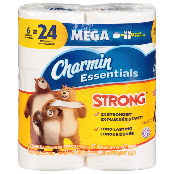 Paper Goods Charmin Essentials Strong Toilet Paper, Mega Rolls hero