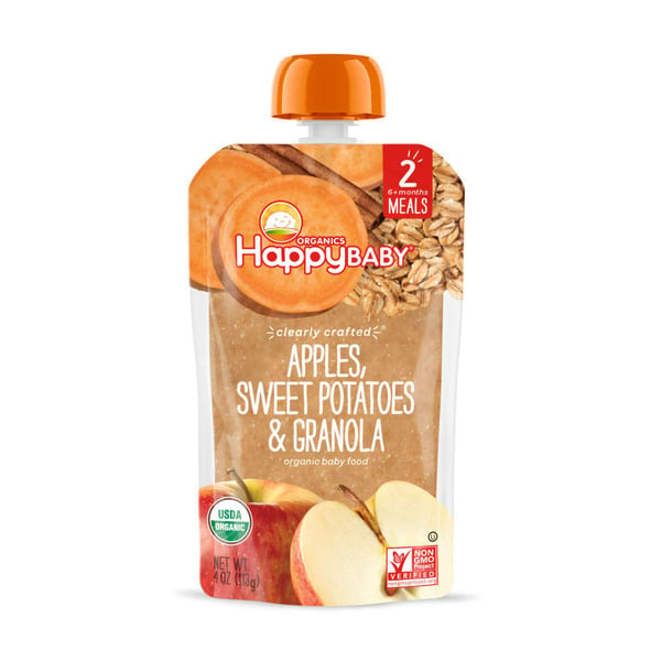 Baby Food & Formula Happy Baby Organics Clearly Crafted Stage 2 Meals Apples, Sweet Potatoes & Granola Pouch hero