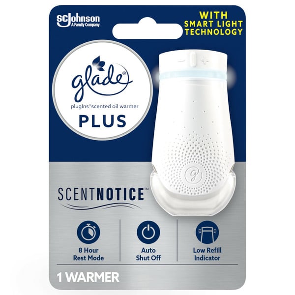 More Household Glade® PlugIns Scented Oil PLUS, Air Freshener Oil Warmer, with ScentNotice Technology hero