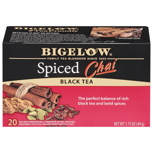 Tea Bigelow Black Tea, Spiced Chai, Tea Bags hero