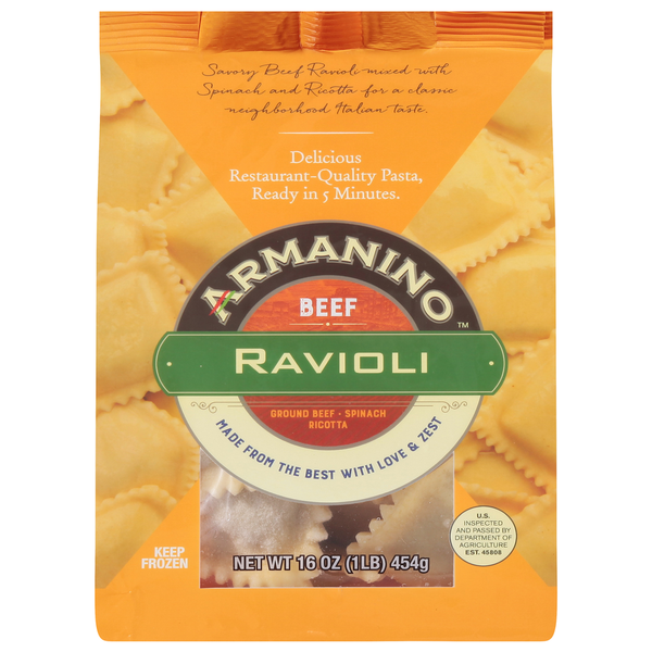 Frozen Meals Armanino Ravioli, Beef hero