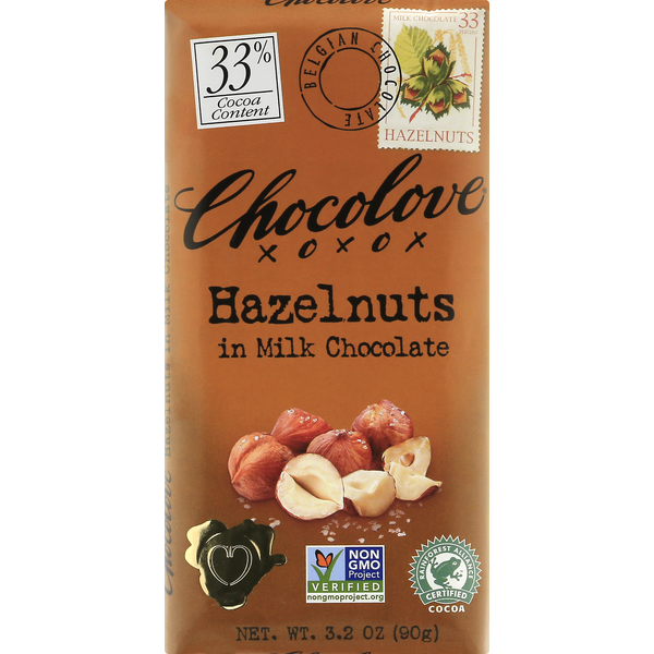 Candy & Chocolate Chocolove Milk Chocolate, Hazelnuts, 33% Cocoa hero