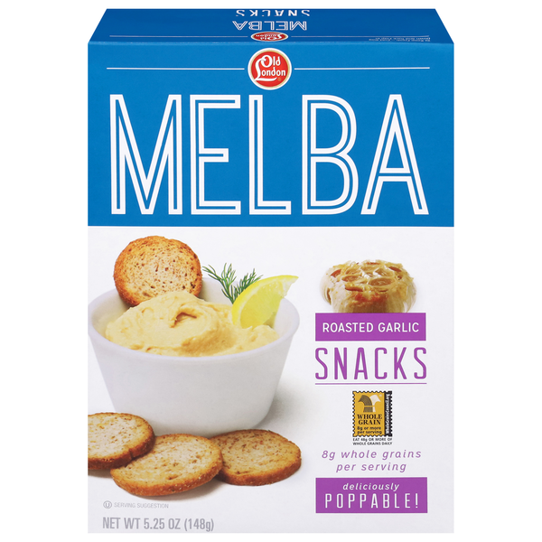 Crackers Old London Melba Snacks, Roasted Garlic hero