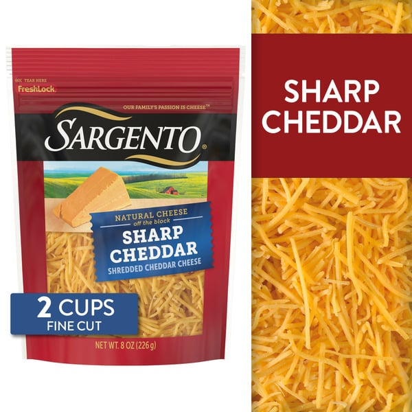 Cheese Sargento Off The Block Fine Cut Shredded Sharp Cheddar Cheese hero