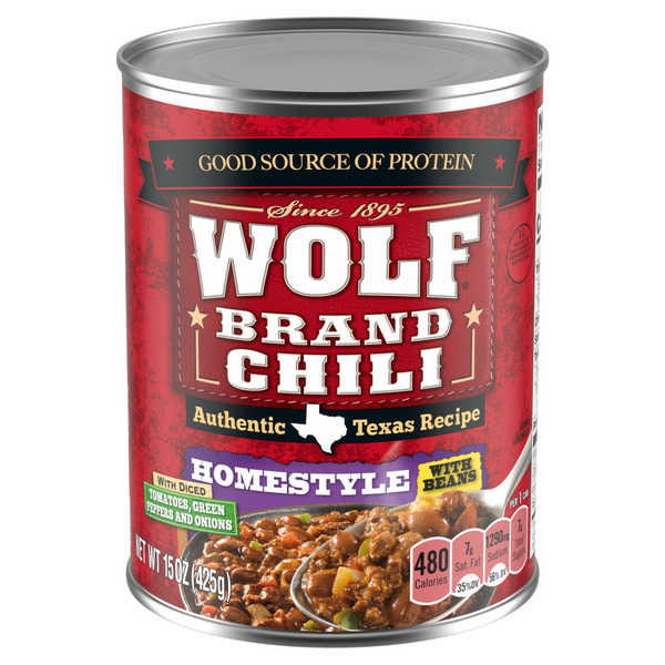 Holiday Items Wolf Brand Homestyle Chili With Beans hero