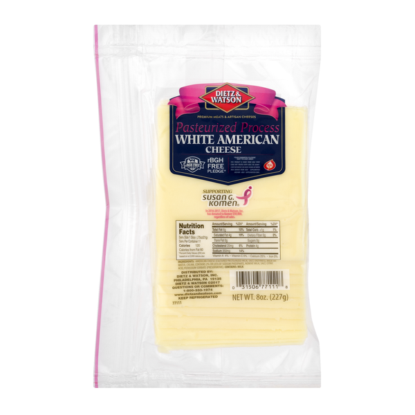 Packaged Cheese Dietz & Watson White American Cheese, Pre-Sliced hero