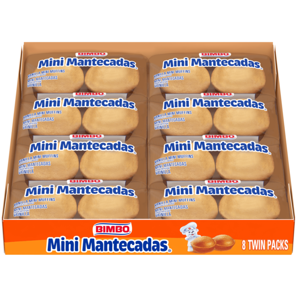 Breakfast Bakery Bimbo  Mini Mantecadas, 8 twin packs, Vanilla Mini Muffins hero