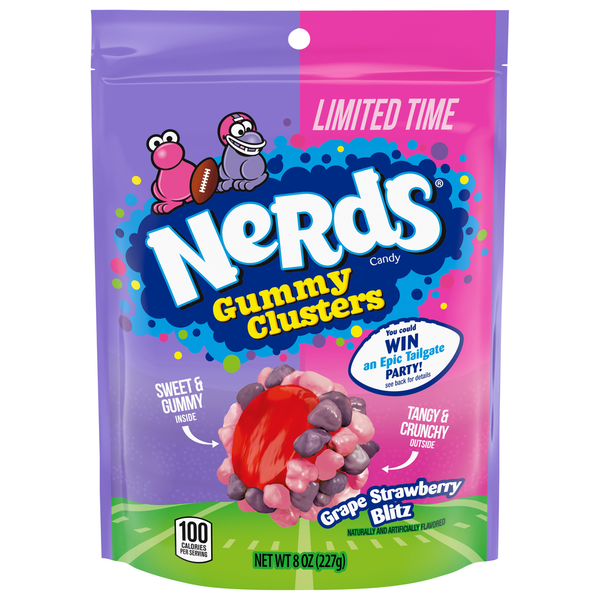 NERDS Candy, Gummy Clusters, Grape Strawberry Blitz hero