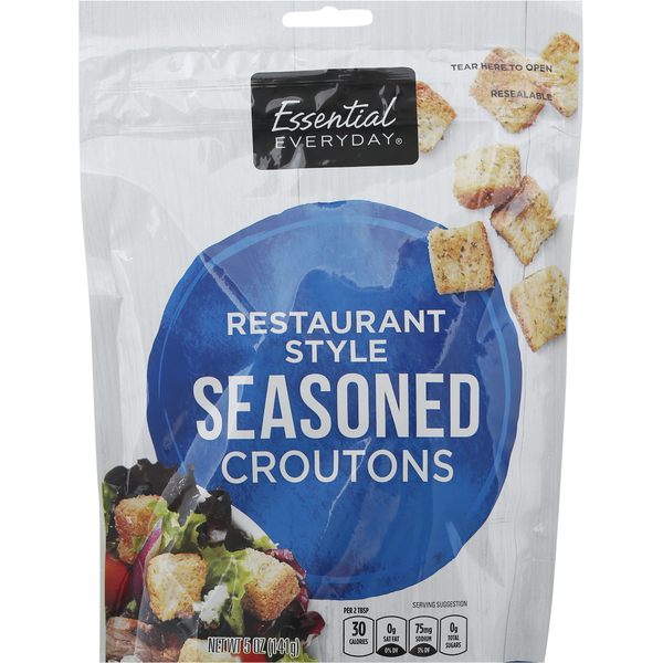 Salad Dressing & Toppings Essential Everyday Croutons, Seasoned, Restaurant Style hero