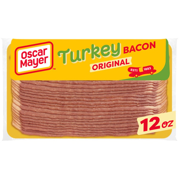 Hot Dogs, Bacon & Cold Sausage Oscar Mayer Gluten Free Turkey Bacon with 58% Less Fat & 57% Less Sodium hero