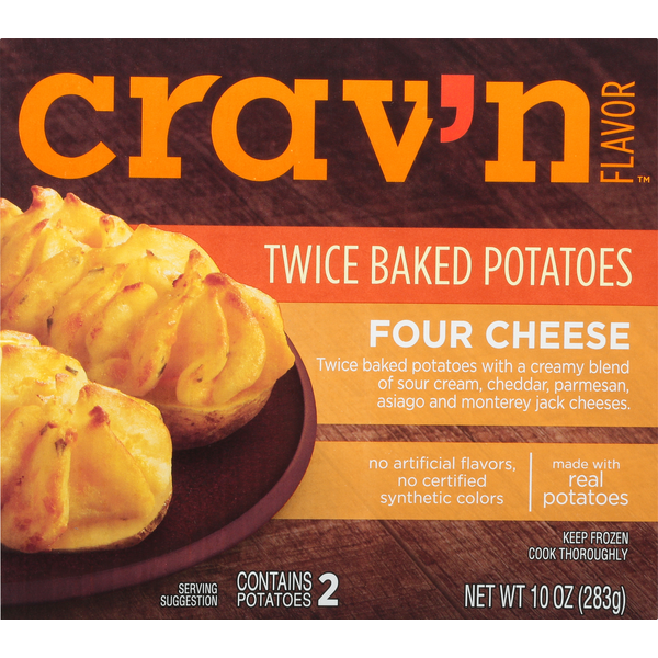 Prepared Meals Crav'n Flavor Twice Baked Potatoes, Four Cheese hero