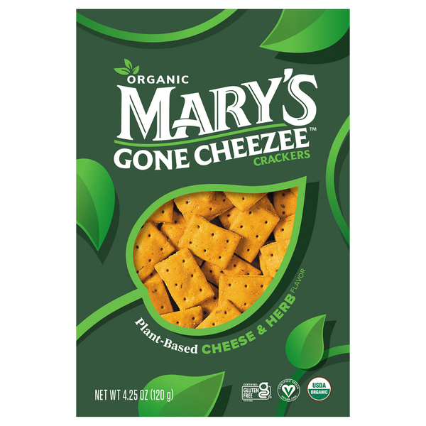 Mary's Gone Cheezee Crackers, Organic, Plant-Based, Cheese & Herb Flavor hero