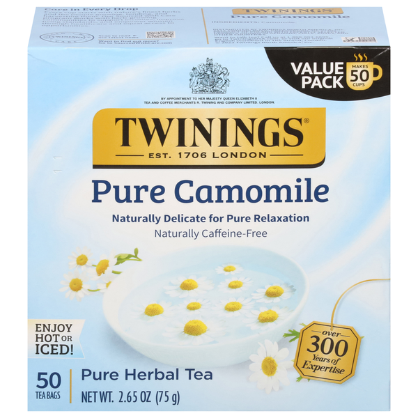 Tea Twinings Herbal Tea, Pure Camomile, Tea Bags, Value Pack hero