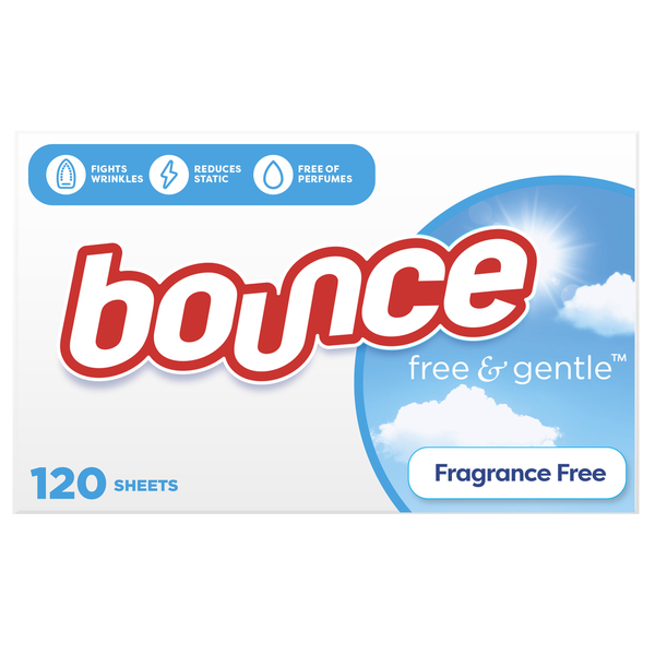 Laundry Bounce Free & Gentle Unscented Fabric Softener Dryer Sheets for Sensitive Skin hero