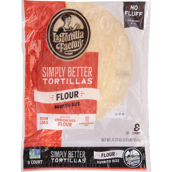 Tortillas & Flat Bread La Tortilla Factory Tortillas, Flour, Burrito Size, Simply Better hero