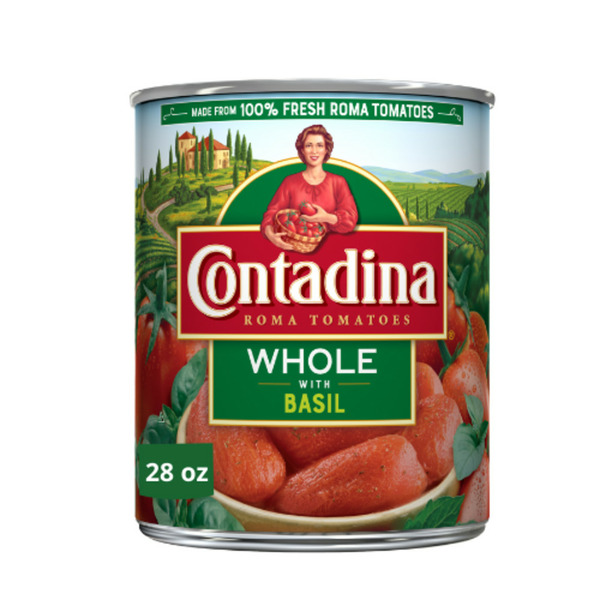 Canned & Jarred Vegetables Contadina Whole Peeled Tomatoes with Basil hero