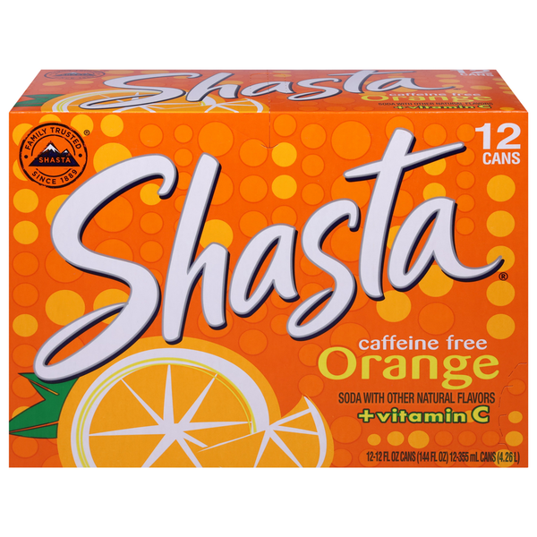 Soft Drinks Shasta Soda, Caffeine Free, + Vitamin C, Orange hero