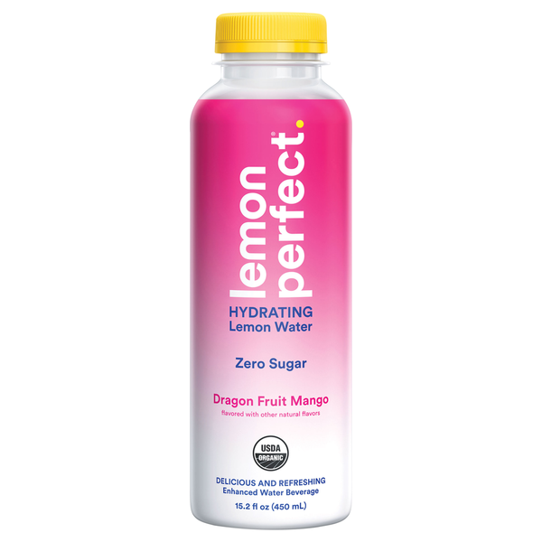 Water & Enhanced Water Lemon Perfect Lemon Water, Zero Sugar, Dragon Fruit Mango, Hydrating hero