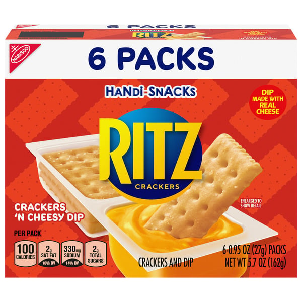 Crackers Handi-Snacks Ritz Crackers 'N Cheesy Dip Snack Packs hero