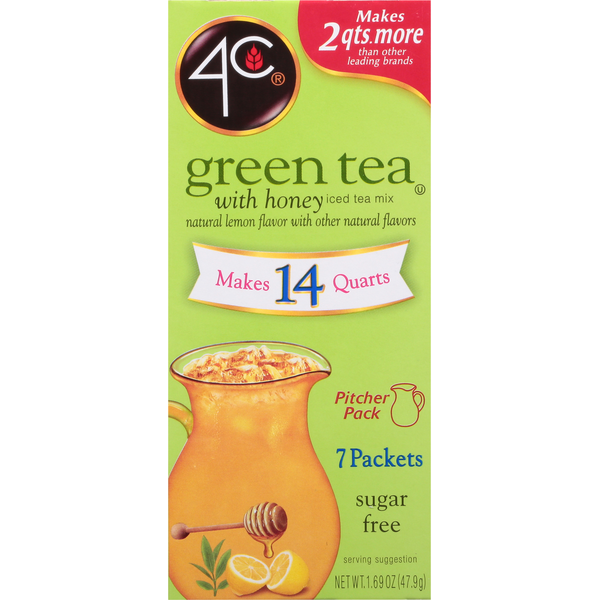 Cocoa & Drink Mixes 4C Foods Iced Tea Mix, Sugar Free, Green Tea with Honey, Pitcher Pack hero