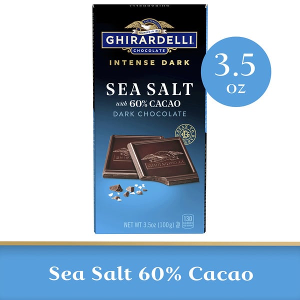 Candy & Chocolate Ghirardelli Intense Dark Chocolate Bar, Sea Salt 60% Cacao hero