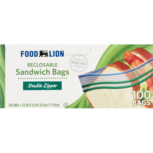 Food Wraps & Storage Food Lion Sandwich Bags, Reclosable hero