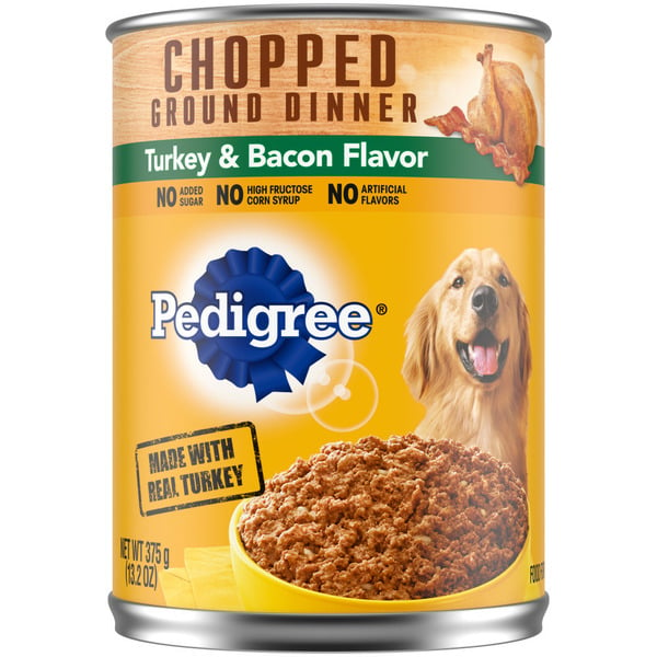 Dog Food & Care Pedigree Chopped Ground Dinner Adult Canned Wet Dog Food Turkey and Bacon hero