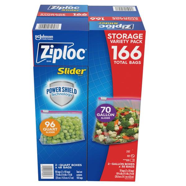 Food Storage Ziploc® Brand Slider Storage Bags Variety Pack with Power Shield Technology hero