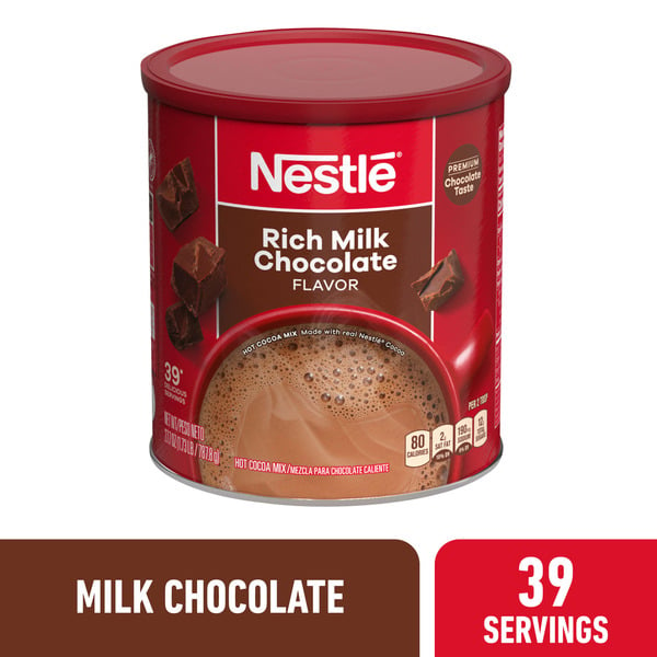 Cocoa & Drink Mixes Nestle Hot Cocoa Rich Milk Chocolate Flavored Mix Powder Canister hero