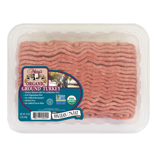 Packaged Poultry Mary's Free Range Organic Ground Turkey, 93/7 hero