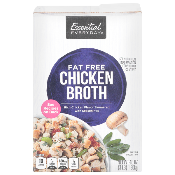 Soup, Broth & Bouillon Essential Everyday Chicken Broth, Fat Free hero