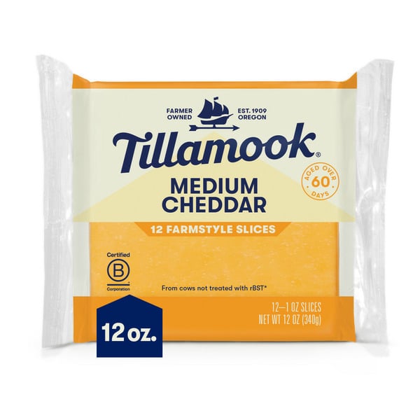 Packaged Cheese Tillamook Farmstyle Medium Cheddar Cheese Slices hero