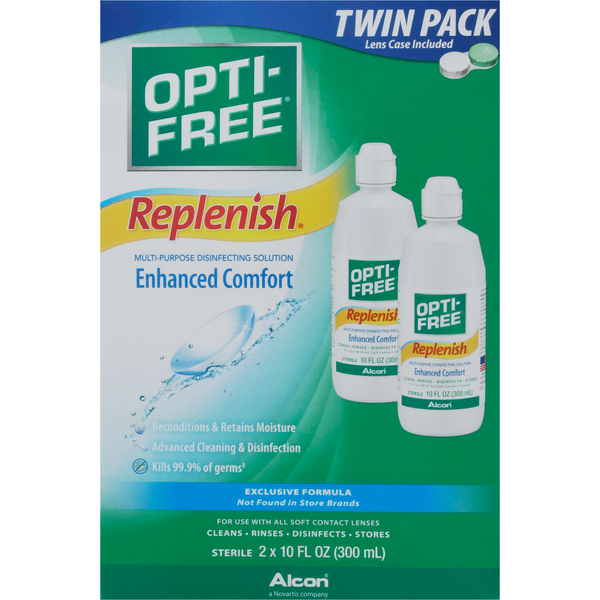 Eye & Ear Care OPTI-FREE Disinfecting Solution, Multi-Purpose, Enhanced Comfort, Twin Pack hero