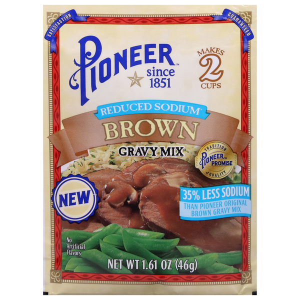 Doughs, Gelatins & Bake Mixes Pioneer Gravy Mix, Reduced Sodium, Brown hero