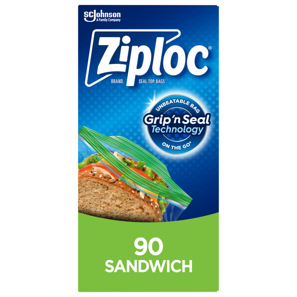 More Household Ziploc Sandwich Bags, with Grip 'n Seal Technology hero