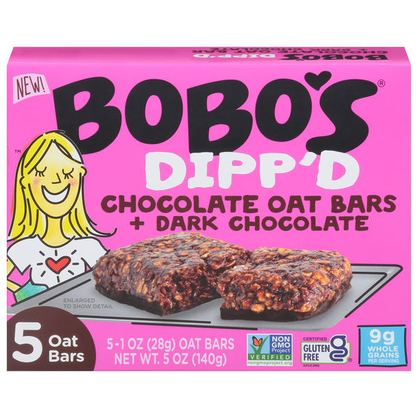 Energy & Granola Bars Bobo's Oat Bars, Chocolate Oat Bars + Dark Chocolate, Dipp'd hero