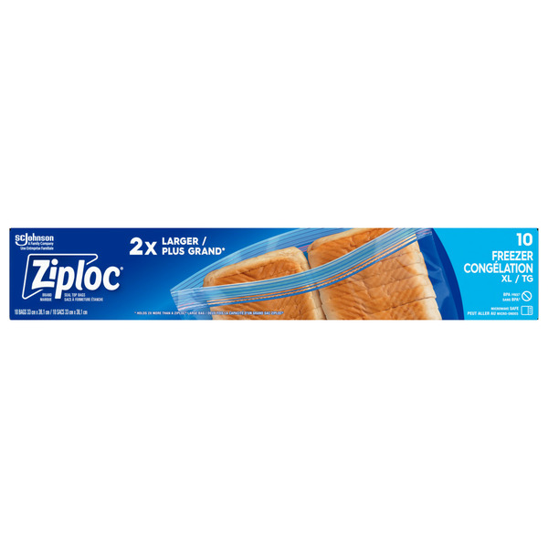 Food Storage Ziploc Freezer Bags Extra Large, with Double Zipper Seal hero