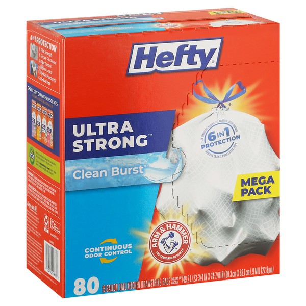 Trash Bags & Liners Hefty Ultra Strong Tall Kitchen Drawstring Bags Clean Burst hero